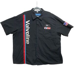 Valvoline Cintas Mechanic Work Shirt Mens 3XL Black Short Sleeve Patch US Flag